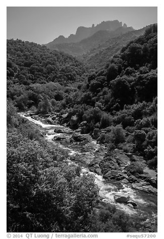 Middle Fork of the Kaweah River near Buckeye Flat. Sequoia National Park (black and white)