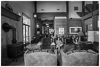 Main lobby, Wuksachi Lodge. Sequoia National Park ( black and white)