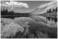 Rock, Lake, Diamond Mesa in the distance. Sequoia National Park ( black and white)