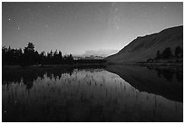 Lake, Diamond Mesa at night. Sequoia National Park ( black and white)