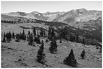 Kern Divide at sunrise. Sequoia National Park ( black and white)