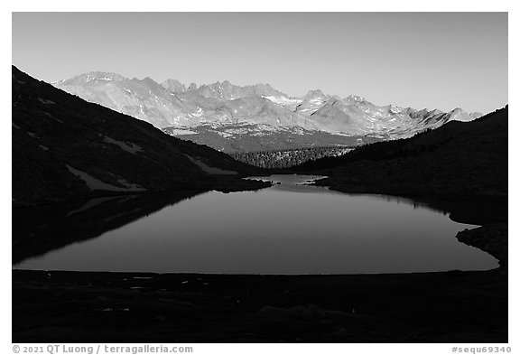 Guitar Lake and Mt Young. Sequoia National Park (black and white)