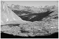 Hitchcock Lakes and Guitar Lake from above. Sequoia National Park ( black and white)