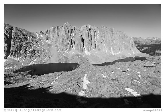 Hitchcock Lakes and Mt Hitchcock. Sequoia National Park (black and white)