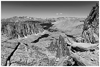 High Sierra View from Mt Whitney Trail Crest. Sequoia National Park ( black and white)