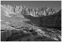 Keeler Needles and Mt Whitney from Trail Camp, sunrise. Sequoia National Park ( black and white)