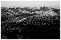Cathedral Range seen from Clouds Rest, sunset. Yosemite National Park, California, USA. (black and white)