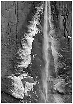 Ice crust on Yosemite Falls wall. Yosemite National Park, California, USA. (black and white)