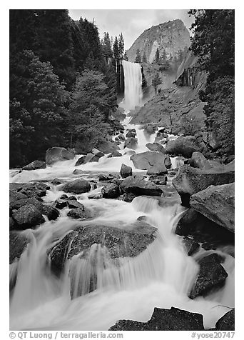 Vernal Fall and downstream cascades. Yosemite National Park, California, USA.