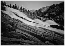 Waterwheels Fall, dusk. Yosemite National Park, California, USA. (black and white)