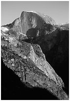 Half-Dome from Yosemite Falls trail, late afternoon. Yosemite National Park, California, USA. (black and white)