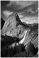 Nevada Fall and Liberty cap, afternoon. Yosemite National Park, California, USA. (black and white)