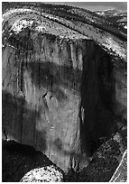 El Capitan seen from Dewey Point in winter. Yosemite National Park, California, USA. (black and white)