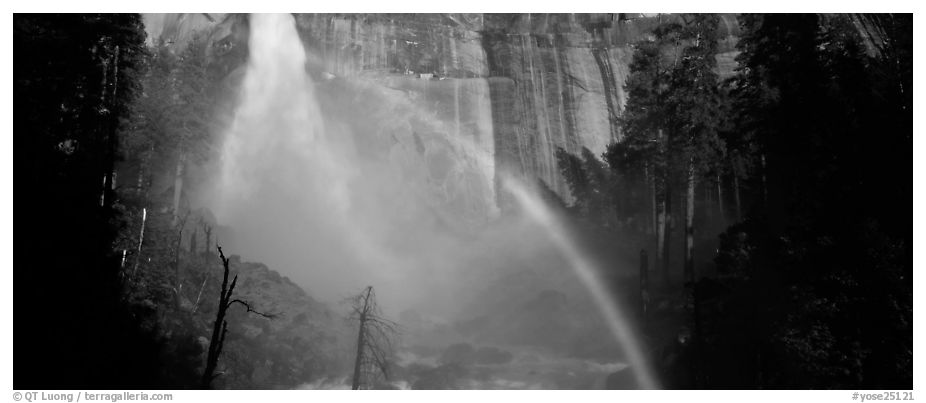 Nevada Fall and rainbow. Yosemite National Park (black and white)