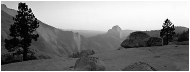Olmstedt Point sunset. Yosemite National Park (Panoramic black and white)
