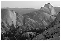 Tenaya Canyon, Clouds Rest, and Half-Dome from Olmstedt Point, sunset. Yosemite National Park, California, USA. (black and white)