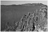 Ridge and Mount Hoffman at sunset. Yosemite National Park, California, USA. (black and white)