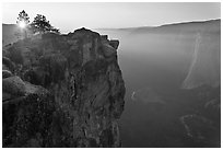 Sunset from Taft Point. Yosemite National Park, California, USA. (black and white)