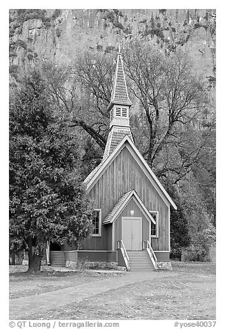 Yosemite Chapel. Yosemite National Park (black and white)