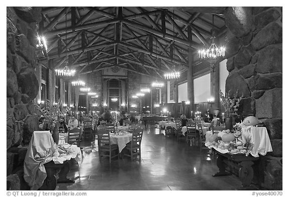 Dinning room at night, Ahwahnee hotel. Yosemite National Park, California, USA.