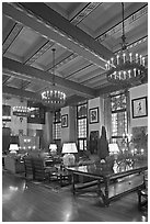 Lounge, Ahwahnee hotel. Yosemite National Park, California, USA. (black and white)