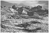 Granite slabs and mountains. Yosemite National Park ( black and white)