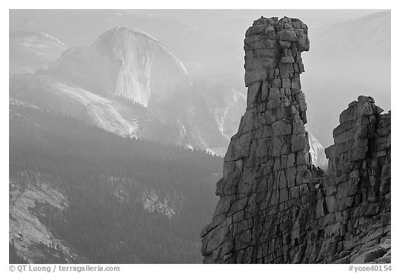 Rock tower and Half-Dome. Yosemite National Park, California, USA.