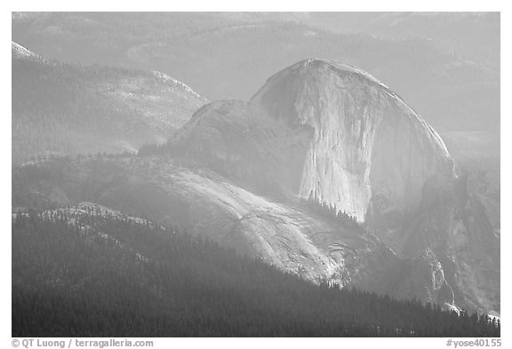 Hazy view of Half-Dome. Yosemite National Park, California, USA.