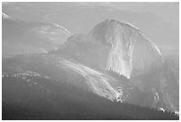 Hazy view of Half-Dome. Yosemite National Park, California, USA. (black and white)