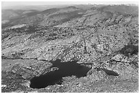 Lakes below Mount Hoffman. Yosemite National Park, California, USA. (black and white)