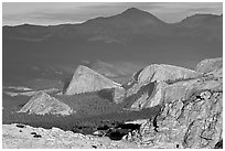 Distant view of Fairview and other domes, late afternoon. Yosemite National Park ( black and white)