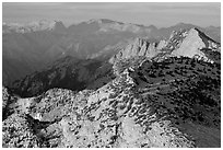 Sunset light over mountain ranges. Yosemite National Park, California, USA. (black and white)