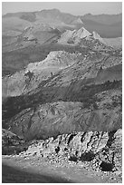 High country ridges at sunset. Yosemite National Park, California, USA. (black and white)