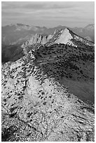 Sunset light over moutain near Mt Hoffman. Yosemite National Park ( black and white)