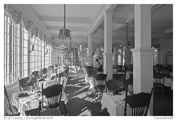 Dinning room, Wawona lodge. Yosemite National Park (black and white)