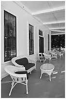 Chairs on porch, Wawona lodge. Yosemite National Park ( black and white)