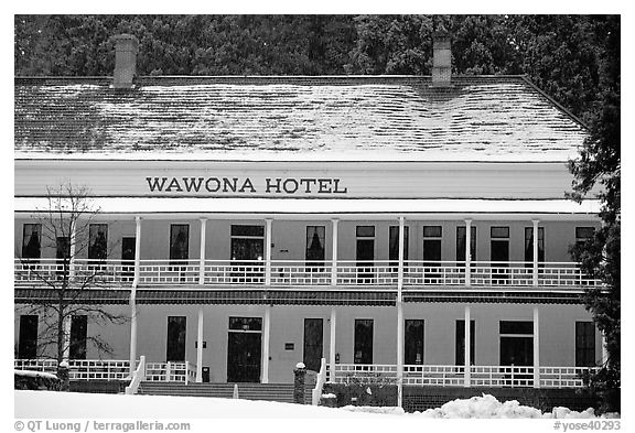 Wawona hotel in winter. Yosemite National Park, California, USA.