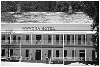 Wawona hotel in winter. Yosemite National Park, California, USA. (black and white)