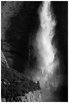 Falling water of Upper Yosemite Falls. Yosemite National Park ( black and white)