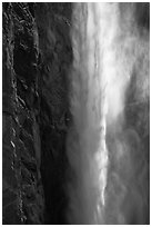 Falling water and mist,  Bridalveil fall. Yosemite National Park ( black and white)