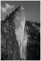 Leaning Tower, sunset. Yosemite National Park, California, USA. (black and white)