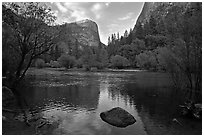 Mt Watkins at sunset, Mirror Lake. Yosemite National Park ( black and white)