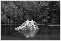 Light granite rock in Mirror Lake. Yosemite National Park ( black and white)