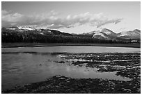 Flooded meadow in early spring at sunset, Tuolumne Meadows. Yosemite National Park, California, USA. (black and white)