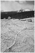 Granite slab and Cathedral Peak. Yosemite National Park ( black and white)