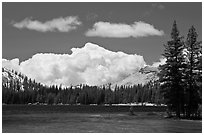 Tenaya Lake and clouds. Yosemite National Park, California, USA. (black and white)