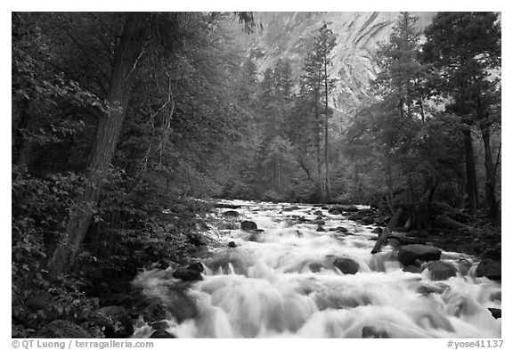 Merced River cascades, Happy Isles. Yosemite National Park, California, USA.