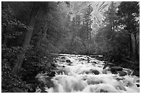 Merced River cascades, Happy Isles. Yosemite National Park, California, USA. (black and white)