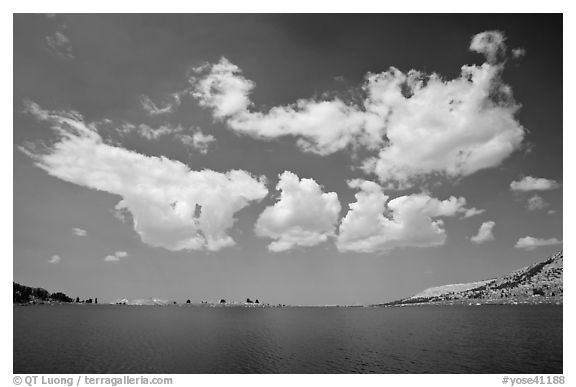 Lower Gaylor Lake and clouds. Yosemite National Park (black and white)