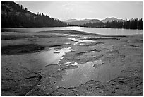 Glacial polish and Lower Cathedral Lake, late afternoon. Yosemite National Park ( black and white)